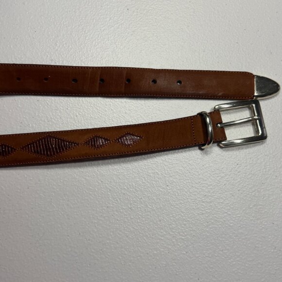 Saks Fifth Avenue Genuine Lizard Leather Belt Brown Men’s Size 42 Made in Spain - Picture 4 of 6